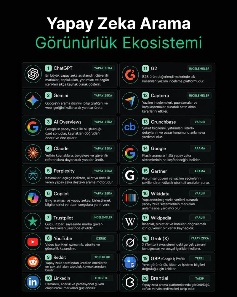 Yapay zekâ aramalarında görünürlük