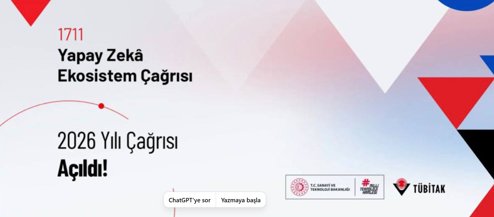 TÜBİTAK 1711 Yapay Zekâ Ekosistem Çağrısı